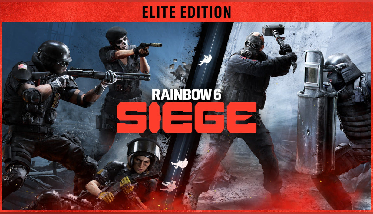 Official Tom Clancy's Rainbow Six Siege - Elite Edition cover art showing two tactical teams preparing for a dynamic breach.