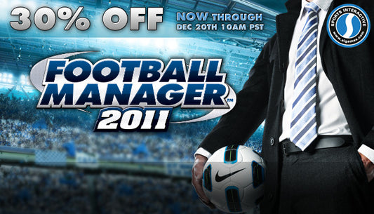 Official cover art for the sports simulation game Football Manager 2011 featuring the iconic manager silhouette.