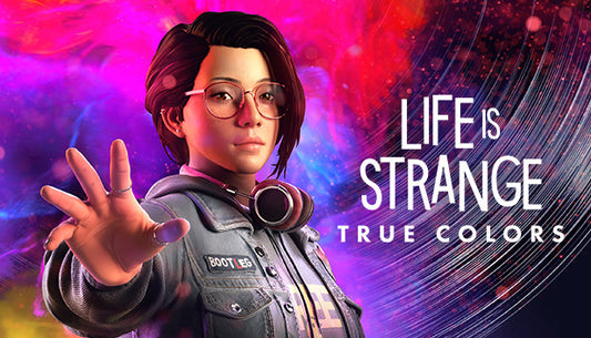 Official cover art for Life is Strange: True Colors featuring Alex Chen standing against a vibrant, multi-colored backdrop.