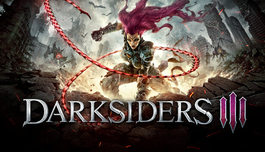 Official cover art for the action-adventure game Darksiders III featuring the protagonist Fury in a dark fantasy setting.