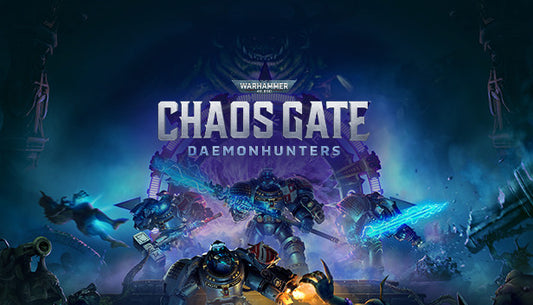 Official cover art for Warhammer 40,000: Chaos Gate - Daemonhunters featuring Grey Knights in tactical combat.