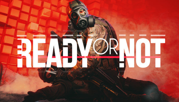 Official cover art for the tactical FPS Ready or Not featuring an armed SWAT officer in a high-tension urban setting.
