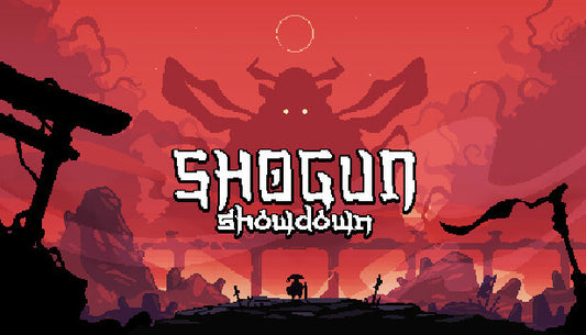Action-packed cover art for Shogun Showdown featuring a samurai in a strategic turn-based battle against enemies.