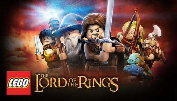 Official cover art for LEGO The Lord of the Rings featuring iconic characters and an adventure-filled background.