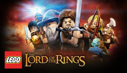 Official cover art for LEGO The Lord of the Rings featuring iconic characters and an adventure-filled background.