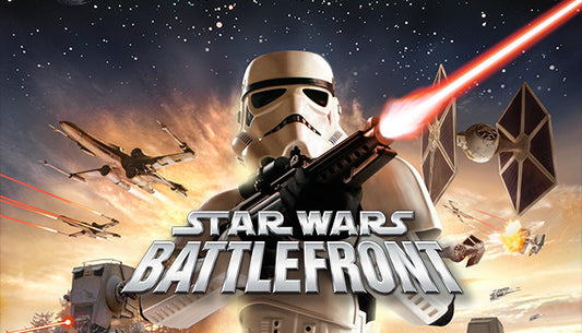 Official cover art for STAR WARS Battlefront (Classic, 2004) featuring soldiers and vehicles in a galactic battle scene.