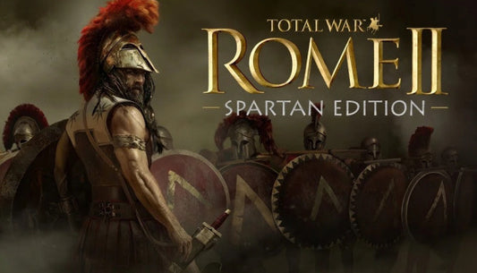 Official cover art for Total War: ROME II - Spartan Edition featuring a Greek hoplite and ancient battlefield.