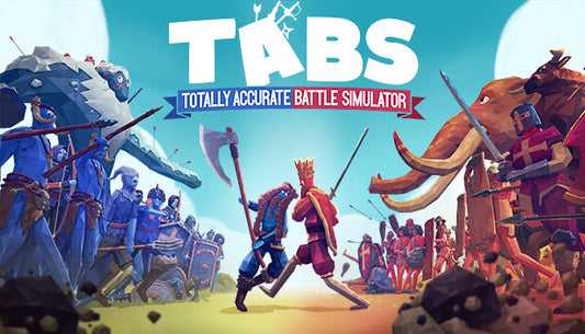 Official cover art for Totally Accurate Battle Simulator featuring red and blue wobbler characters in a physics-based battle.