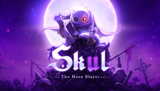 Skul: The Hero Slayer cover art featuring a small skeleton warrior against a dark, mystical forest background.