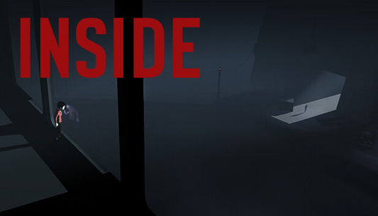 Official cover art for the atmospheric indie puzzle-platformer game INSIDE featuring a dark, cinematic art style.