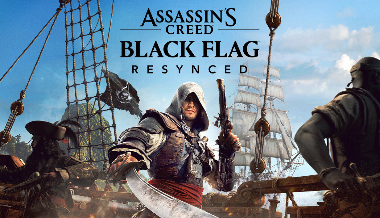 Cover art for Assassin's Creed Black Flag Resynced PC version, an action-adventure sandbox game by Ubisoft.