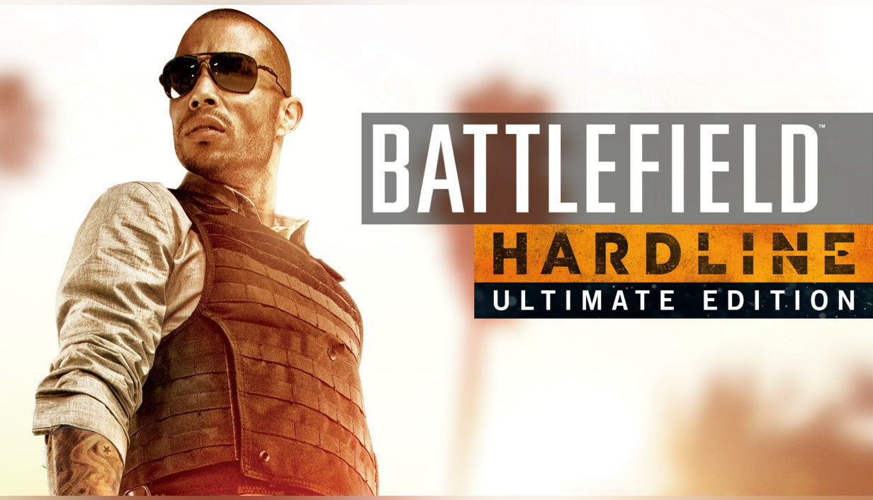 Official cover art for Battlefield Hardline Ultimate Edition featuring a soldier with a tactical rifle.