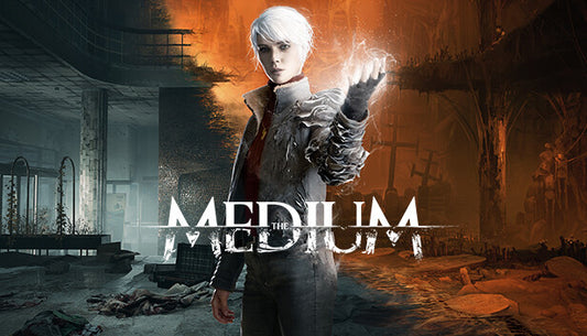 Official cover art for the psychological horror game The Medium featuring the protagonist Marianne in a dark setting.