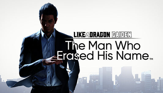 Official cover art for Like a Dragon Gaiden: The Man Who Erased His Name featuring protagonist Kazuma Kiryu.