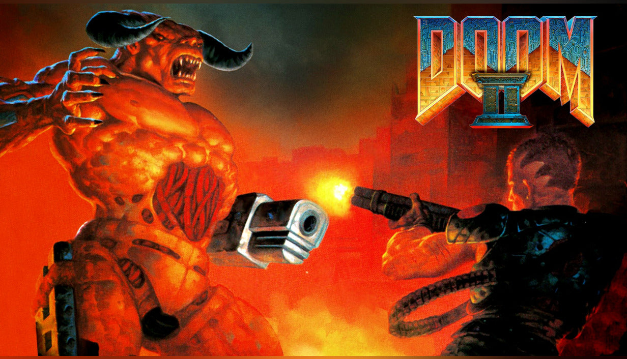 Official cover art for DOOM II PC Steam Key, a classic first-person shooter game developed by id Software.