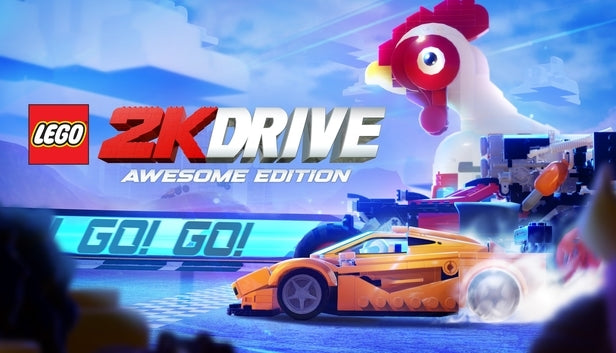 Official cover art for LEGO 2K Drive Awesome Edition, an open-world racing and driving video game.