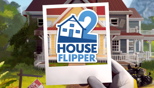Official cover art for House Flipper 2 showing a suburban house being renovated with a blueprint overlay.