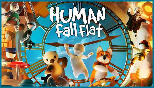 Official cover art for the physics-based puzzle game Human Fall Flat featuring a minimalist character.