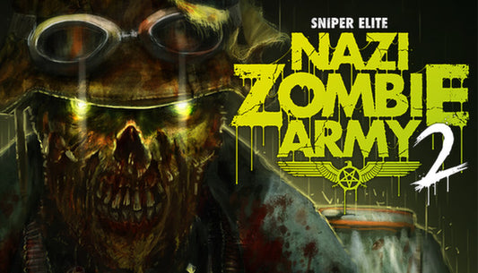 Official cover art for Sniper Elite: Nazi Zombie Army 2 featuring a soldier fighting zombies in a dark setting.