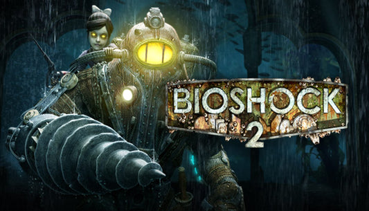 Official cover art for the action-RPG BioShock 2 featuring a Big Sister against an underwater cityscape.