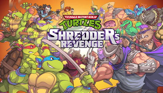 Official cover art for Teenage Mutant Ninja Turtles: Shredder's Revenge featuring the four turtles in a battle stance.