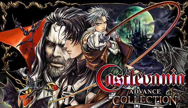 Official cover art for Castlevania Advance Collection featuring classic characters and gothic artwork from the series.