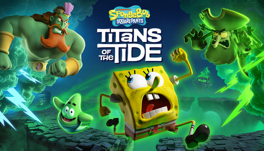 Official cover art for SpongeBob SquarePants: Titans of the Tide featuring SpongeBob in a heroic pose.