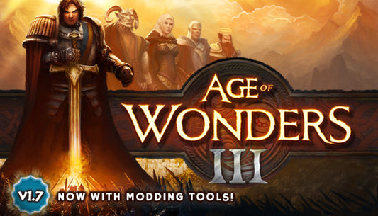 Official cover art for the fantasy strategy game Age of Wonders III featuring a character and tactical landscape.