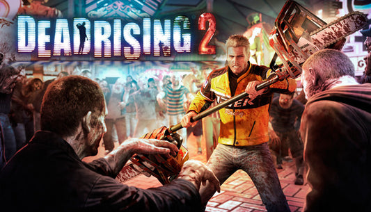 Official cover art for the action game Dead Rising 2 featuring protagonist Chuck Greene facing a crowd of zombies.
