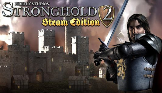 Official cover art for the strategy game Stronghold 2: Steam Edition featuring a medieval castle under siege.