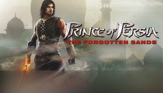 Prince of Persia: The Forgotten Sands official cover art featuring a sand-shrouded character against a glowing background.