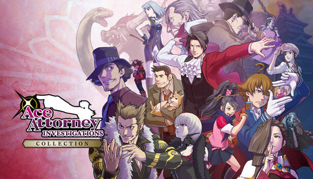 Official cover art for Ace Attorney Investigations Collection featuring Miles Edgeworth in a stylized anime illustration.