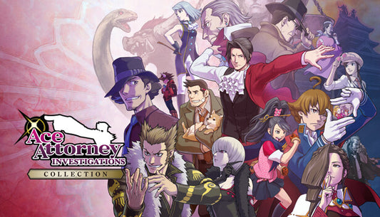 Official cover art for Ace Attorney Investigations Collection featuring Miles Edgeworth in a stylized anime illustration.