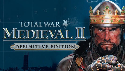 Official cover art for Total War: MEDIEVAL II - Definitive Edition featuring a massive medieval army charging into battle.
