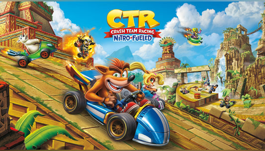 Official cover art for Crash Team Racing Nitro-Fueled featuring Crash Bandicoot and friends in high-speed kart racing action.