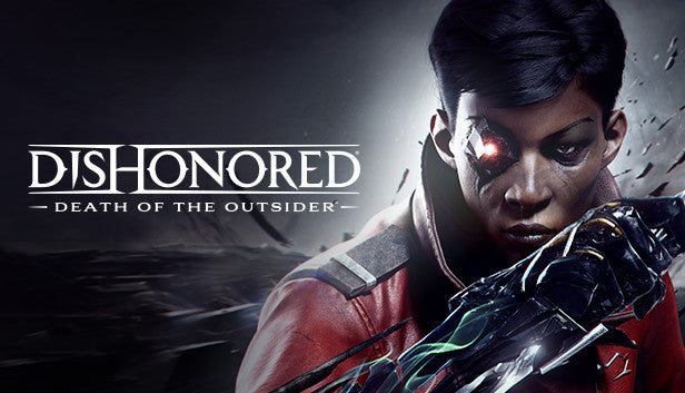 Official cover art for Dishonored: Death of the Outsider featuring Billie Lurk with a supernatural void arm.