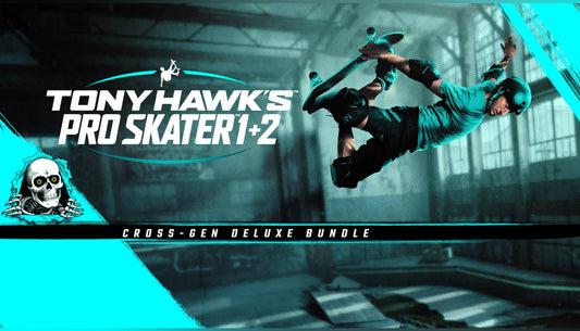 Tony Hawk's Pro Skater 1 + 2 Cross-Gen Deluxe Bundle cover art featuring Tony Hawk performing a skateboard trick.