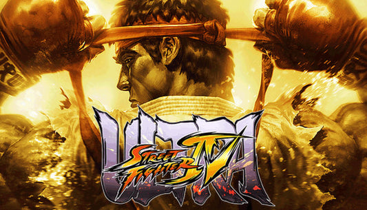 Official cover art for the fighting game Ultra Street Fighter IV featuring iconic characters in a dynamic pose.
