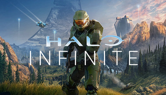 Official cover art for the sci-fi shooter Halo Infinite (Campaign) featuring Master Chief on a celestial background.