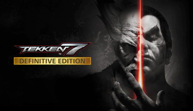 Official cover art for the fighting game TEKKEN 7 - Definitive Edition featuring Heihachi and Kazuya Mishima.