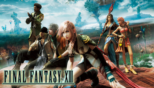 Official cover art for FINAL FANTASY XIII featuring the protagonist Lightning with a futuristic background.