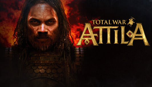 Official cover art for the strategy game Total War: ATTILA featuring a dark, atmospheric historical war theme.