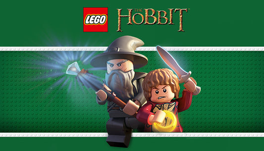 Official cover art for LEGO The Hobbit featuring Bilbo Baggins and the dwarf company on an epic adventure.