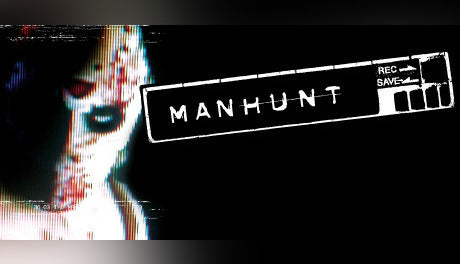 Official cover art for the psychological horror game Manhunt featuring a dark and gritty aesthetic.