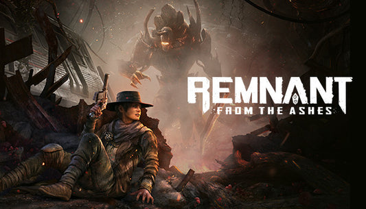 Official cover art for Remnant: From the Ashes featuring characters in a post-apocalyptic world.