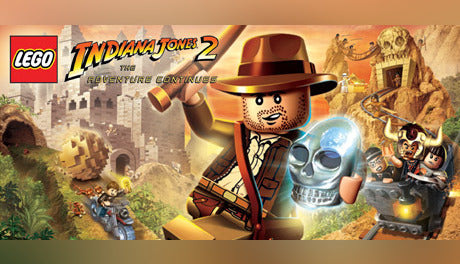 Official cover art for LEGO Indiana Jones 2: The Adventure Continues featuring Indy and various characters in a brick-built scene.