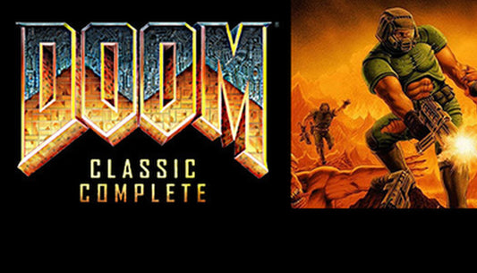 Official cover art for the first-person shooter bundle DOOM Classic Complete PC Steam Key featuring the franchise branding.
