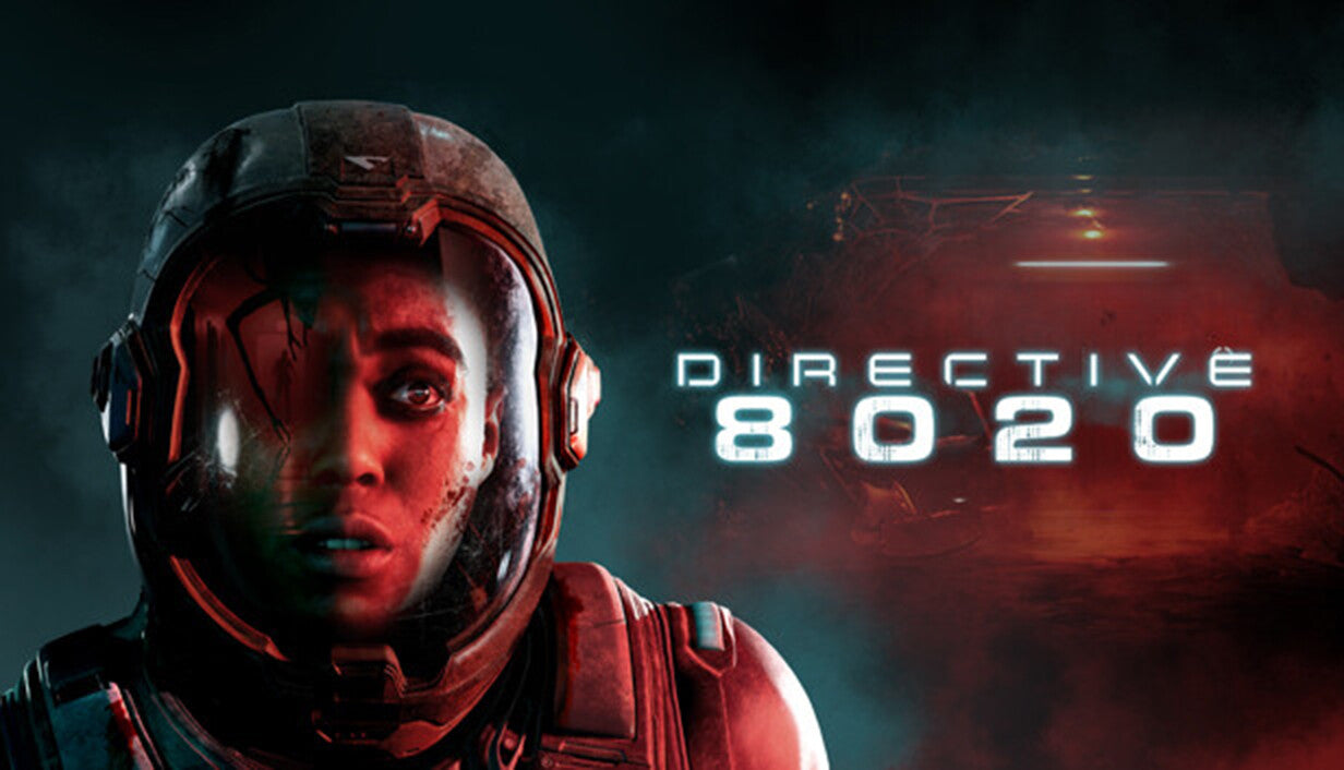 Official covert art for Directive 8020  featuring an astronaut in a futuristic spacesuit with a glowing visor in deep space.