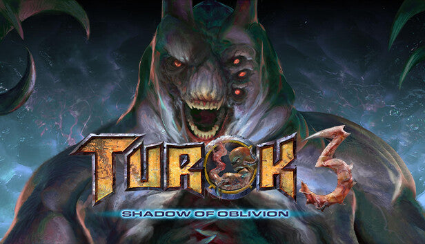 Official cover art for Turok 3: Shadow of Oblivion Remastered featuring a stylized character and dinosaur.