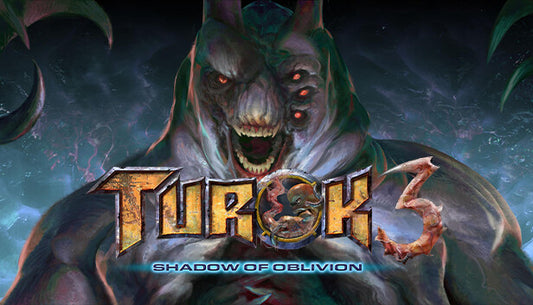 Official cover art for Turok 3: Shadow of Oblivion Remastered featuring a stylized character and dinosaur.